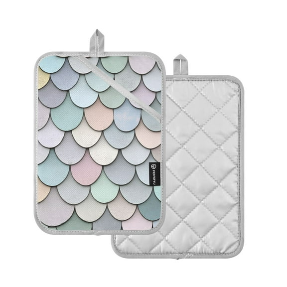 Yayeee Pot Holders Kitchen Heat Resistant with Pocket 7"x9.8" Cotton Oven Cooking Hot Pads, Light Blue Shimmering Pattern