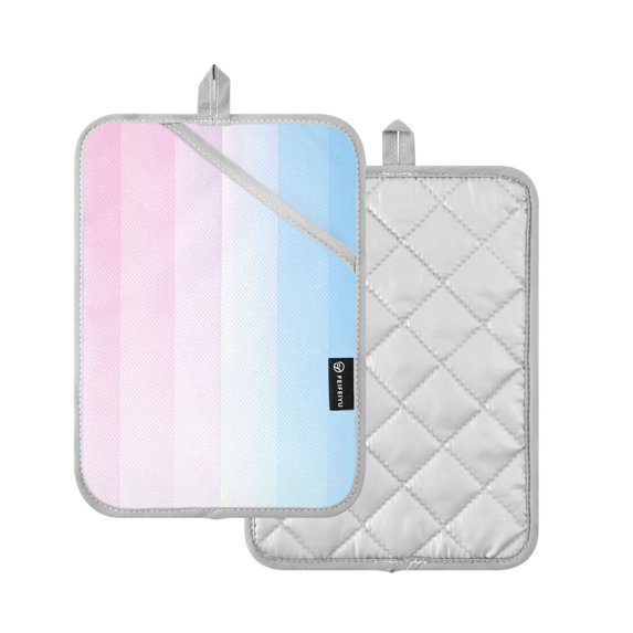 Yayeee Pot Holders Kitchen Heat Resistant with Pocket 7"x9.8" Cotton Oven Cooking Hot Pads, Light Blue Stripes