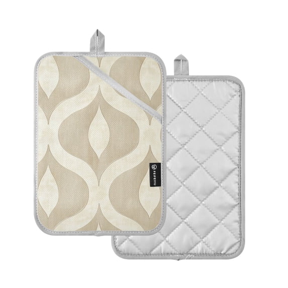 Yayeee Pot Holders Kitchen Heat Resistant with Pocket 7"x9.8" Cotton Oven Cooking Hot Pads, Light Brown Pattern