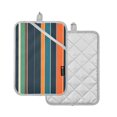 thumbnail image 1 of Yayeee Pot Holders Kitchen Heat Resistant with Pocket 7"x9.8" Cotton Oven Cooking Hot Pads, Navy Blue Stripes, 1 of 7