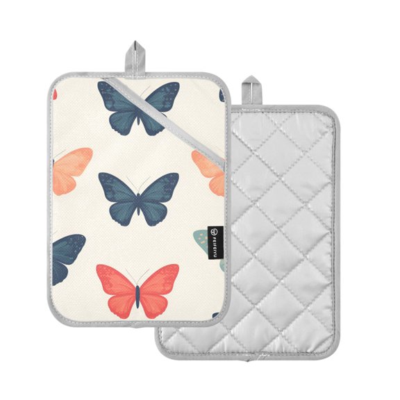 Yayeee Pot Holders Kitchen Heat Resistant with Pocket 7"x9.8" Cotton Oven Cooking Hot Pads, Orange Butterflies