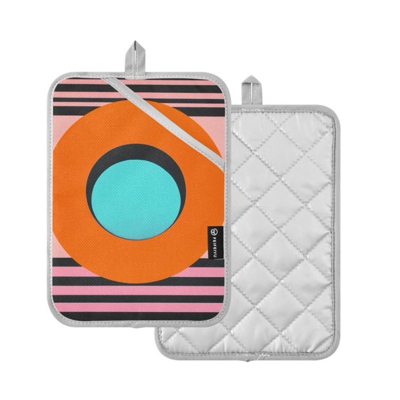 Yayeee Pot Holders Kitchen Heat Resistant with Pocket 7"x9.8" Cotton Oven Cooking Hot Pads, Orange Circle