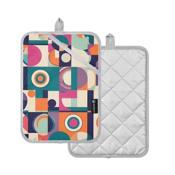 Yayeee Pot Holders Kitchen Heat Resistant with Pocket 7"x9.8" Cotton Oven Cooking Hot Pads, Orange Geometric