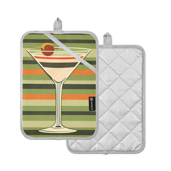 Yayeee Pot Holders Kitchen Heat Resistant with Pocket 7"x9.8" Cotton Oven Cooking Hot Pads, Orange Martini