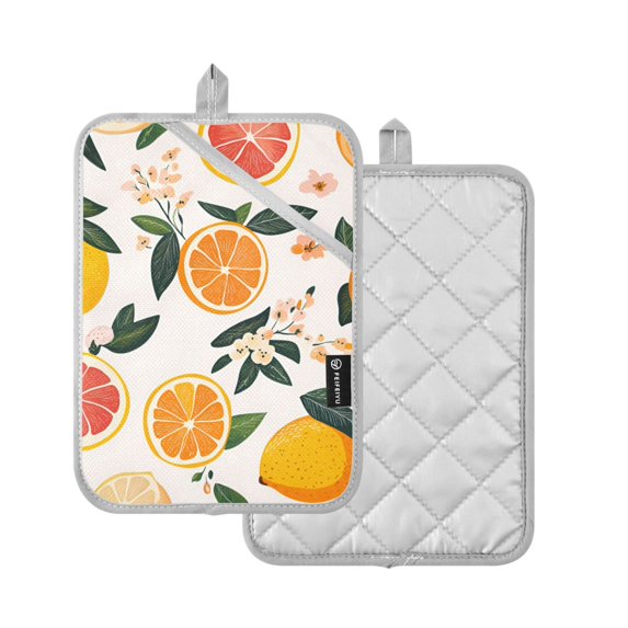 Yayeee Pot Holders Kitchen Heat Resistant with Pocket 7"x9.8" Cotton Oven Cooking Hot Pads, Orange Slices