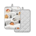 thumbnail image 1 of Yayeee Pot Holders Kitchen Heat Resistant with Pocket 7"x9.8" Cotton Oven Cooking Hot Pads, Orange Snow Houses, 1 of 7