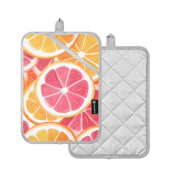 Yayeee Pot Holders Kitchen Heat Resistant with Pocket 7"x9.8" Cotton Oven Cooking Hot Pads, Pink Grapefruit Slices