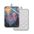 thumbnail image 1 of Yayeee Pot Holders Kitchen Heat Resistant with Pocket 7"x9.8" Cotton Oven Cooking Hot Pads, Psychedelic Jellyfish, 1 of 7