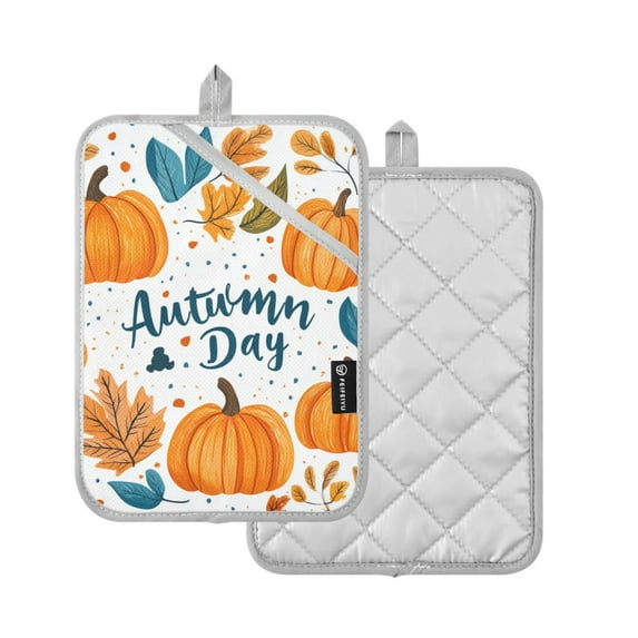 Yayeee Pot Holders Kitchen Heat Resistant with Pocket 7"x9.8" Cotton Oven Cooking Hot Pads, Pumpkins Pattern