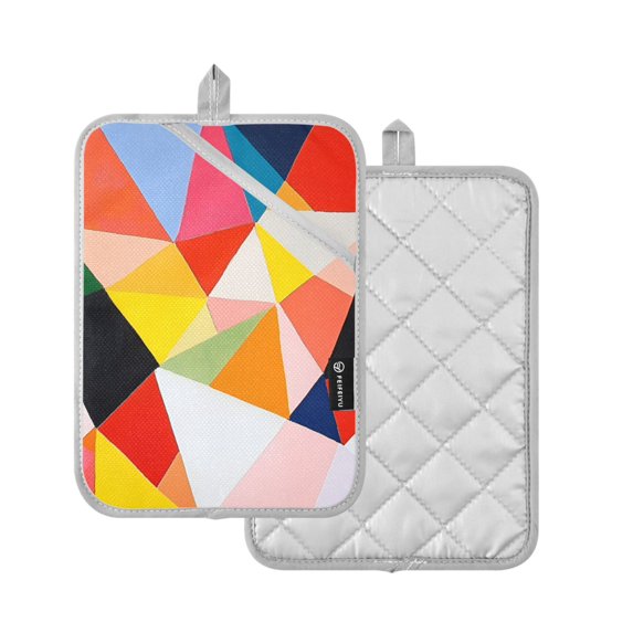 Yayeee Pot Holders Kitchen Heat Resistant with Pocket 7"x9.8" Cotton Oven Cooking Hot Pads, Purple Triangles
