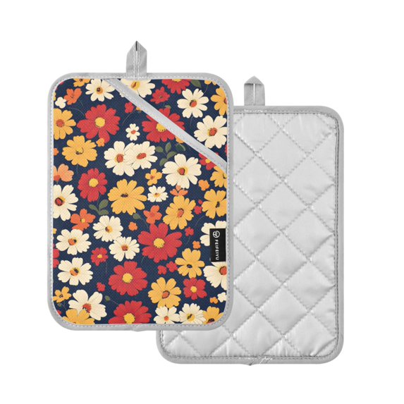 Yayeee Pot Holders Kitchen Heat Resistant with Pocket 7"x9.8" Cotton Oven Cooking Hot Pads, Red Floral