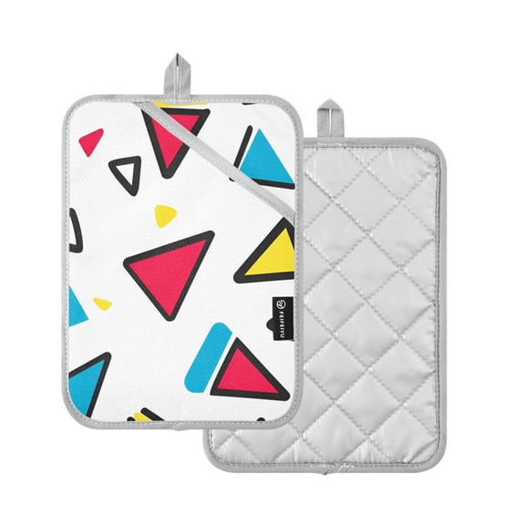 Yayeee Pot Holders Kitchen Heat Resistant with Pocket 7"x9.8" Cotton Oven Cooking Hot Pads, Red Triangles