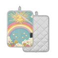thumbnail image 1 of Yayeee Pot Holders Kitchen Heat Resistant with Pocket 7"x9.8" Cotton Oven Cooking Hot Pads, Retro Beige Rainbow, 1 of 7