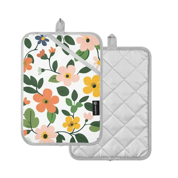 Yayeee Pot Holders Kitchen Heat Resistant with Pocket 7"x9.8" Cotton Oven Cooking Hot Pads, Retro Colorful Flowers