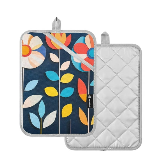 Yayeee Pot Holders Kitchen Heat Resistant with Pocket 7"x9.8" Cotton Oven Cooking Hot Pads, Simple Floral