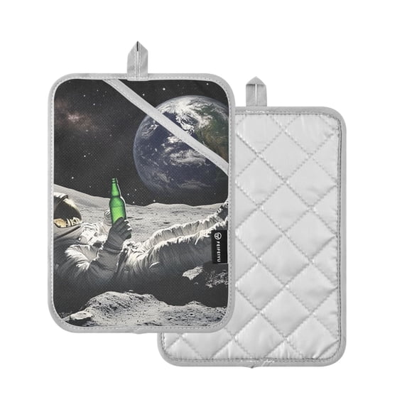 Yayeee Pot Holders Kitchen Heat Resistant with Pocket 7"x9.8" Cotton Oven Cooking Hot Pads, Space Earth