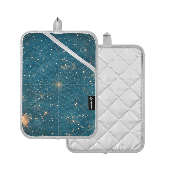 Yayeee Pot Holders Kitchen Heat Resistant with Pocket 7"x9.8" Cotton Oven Cooking Hot Pads, Star Map