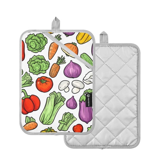 Yayeee Pot Holders Kitchen Heat Resistant with Pocket 7"x9.8" Cotton Oven Cooking Hot Pads, Vegetables Pattern