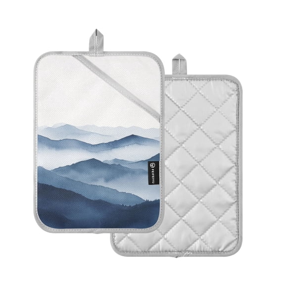 Yayeee Pot Holders Kitchen Heat Resistant with Pocket 7"x9.8" Cotton Oven Cooking Hot Pads, Watercolor Mountains