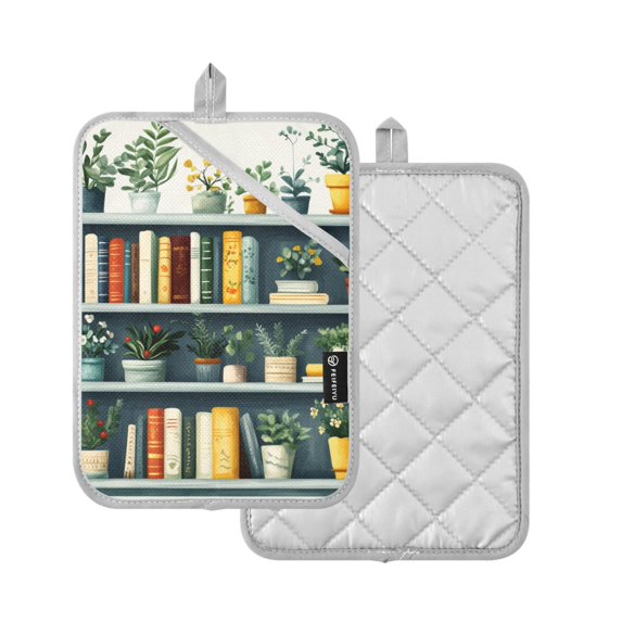 Yayeee Pot Holders Kitchen Heat Resistant with Pocket 7"x9.8" Cotton Oven Cooking Hot Pads, White Shelf