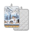 thumbnail image 1 of Yayeee Pot Holders Kitchen Heat Resistant with Pocket 7"x9.8" Cotton Oven Cooking Hot Pads, Winter Village, 1 of 7