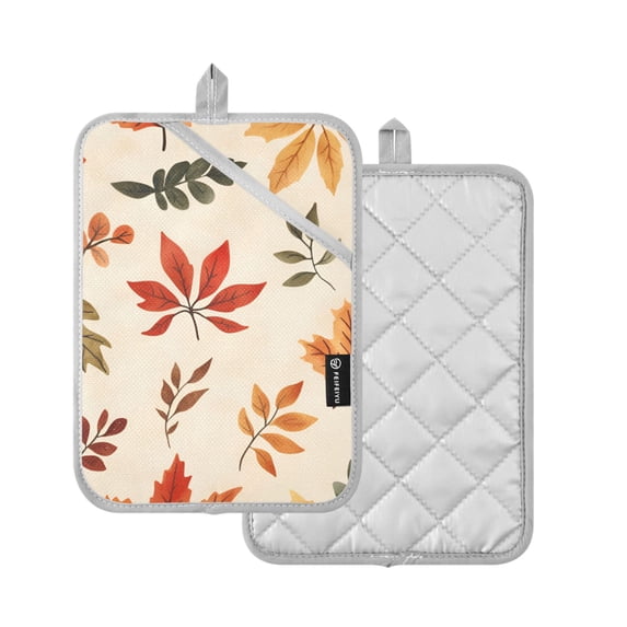 Yayeee Pot Holders Kitchen Heat Resistant with Pocket 7"x9.8" Cotton Oven Cooking Hot Pads, Yellow Autumn Leaves