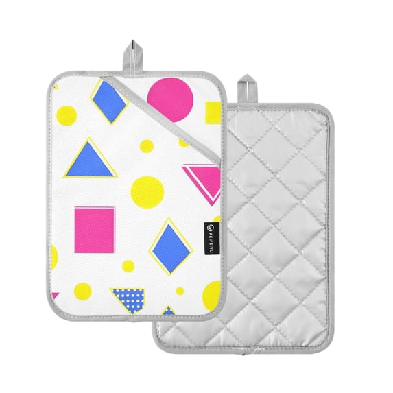 Yayeee Pot Holders Kitchen Heat Resistant with Pocket 7"x9.8" Cotton Oven Cooking Hot Pads, Yellow Retro Round