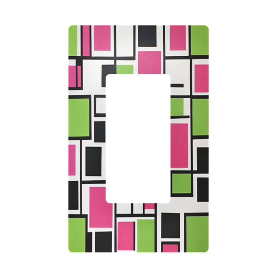 Yayeee Rocker Switch Wall Plate 1-Gang 4.6"x2.9" Home Decorative Outlet Cover, Abstract Geometric