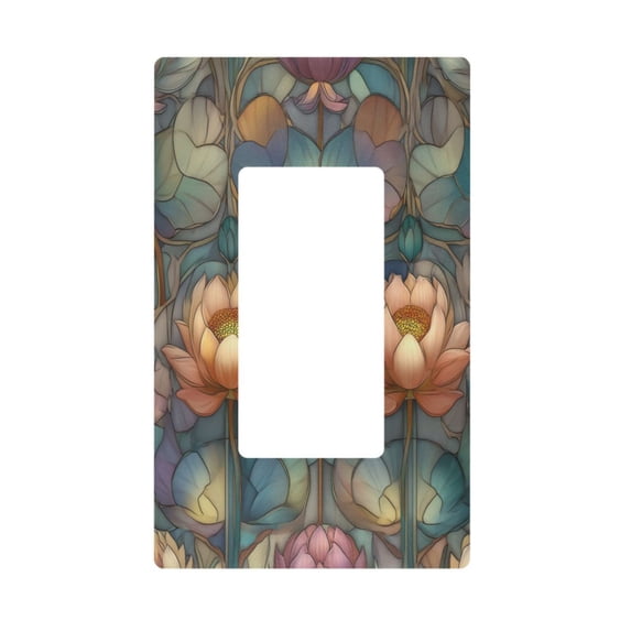 Yayeee Rocker Switch Wall Plate 1-Gang 4.6"x2.9" Home Decorative Outlet Cover, Abstract Water Lilies Pattern
