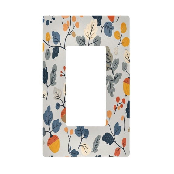 Yayeee Rocker Switch Wall Plate 1-Gang 4.6"x2.9" Home Decorative Outlet Cover, Acorn Leaves Pattern
