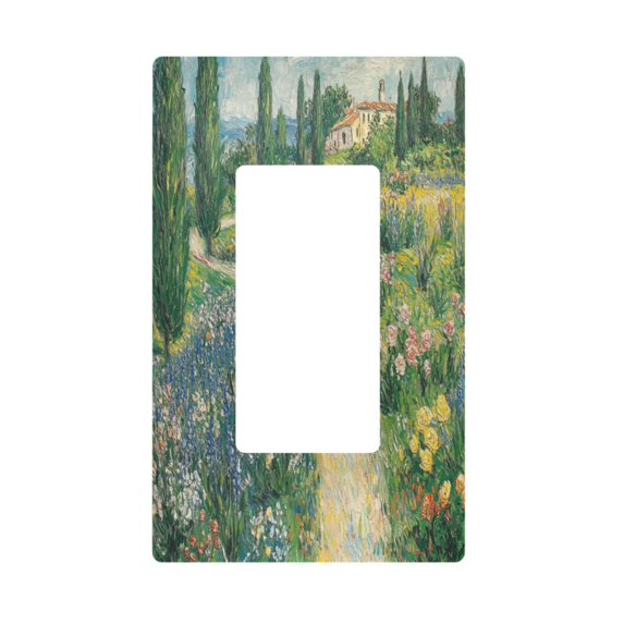 Yayeee Rocker Switch Wall Plate 1-Gang 4.6"x2.9" Home Decorative Outlet Cover, Art Garden Scene
