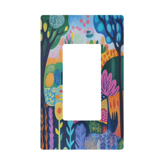 Yayeee Rocker Switch Wall Plate 1-Gang 4.6"x2.9" Home Decorative Outlet Cover, Art Plants