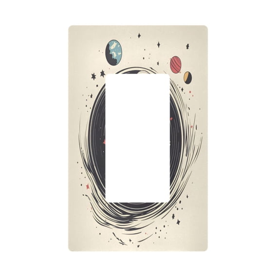 Yayeee Rocker Switch Wall Plate 1-Gang 4.6"x2.9" Home Decorative Outlet Cover, Beige Astronaut Space