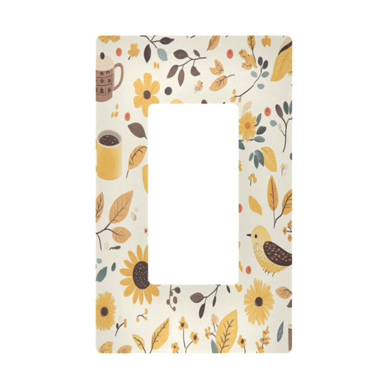 Yayeee Rocker Switch Wall Plate 1-Gang 4.6"x2.9" Home Decorative Outlet Cover, Beige Birds Floral