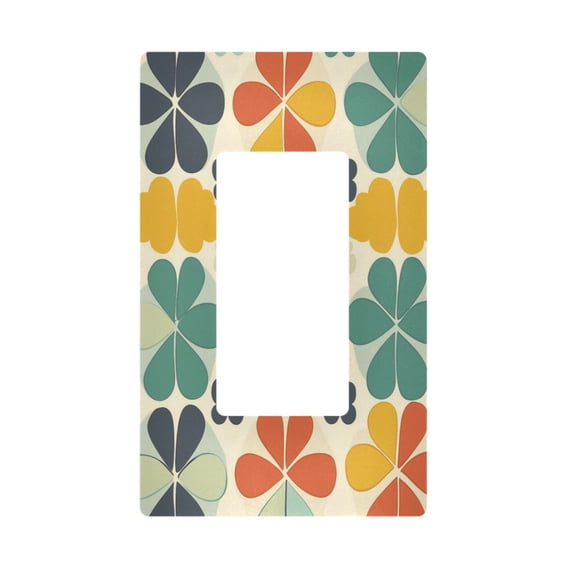 Yayeee Rocker Switch Wall Plate 1-Gang 4.6"x2.9" Home Decorative Outlet Cover, Beige Clover Pattern