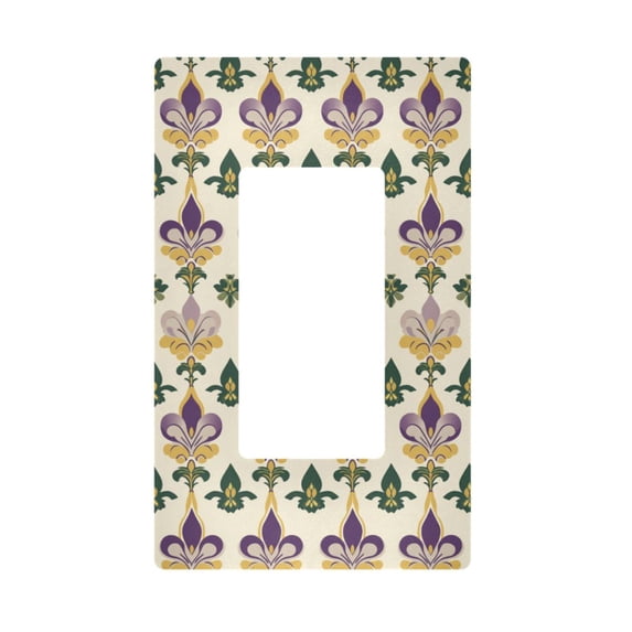 Yayeee Rocker Switch Wall Plate 1-Gang 4.6"x2.9" Home Decorative Outlet Cover, Beige Floral Pattern