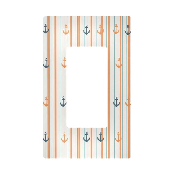 Yayeee Rocker Switch Wall Plate 1-Gang 4.6"x2.9" Home Decorative Outlet Cover, Beige Nautical Pattern