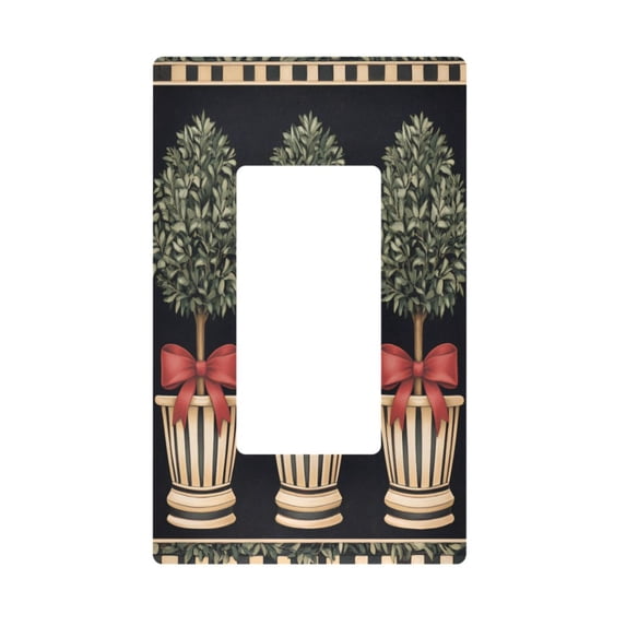 Yayeee Rocker Switch Wall Plate 1-Gang 4.6"x2.9" Home Decorative Outlet Cover, Beige Striped Trees