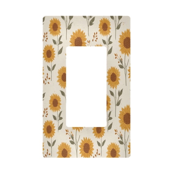 Yayeee Rocker Switch Wall Plate 1-Gang 4.6"x2.9" Home Decorative Outlet Cover, Beige Sunflower Pattern
