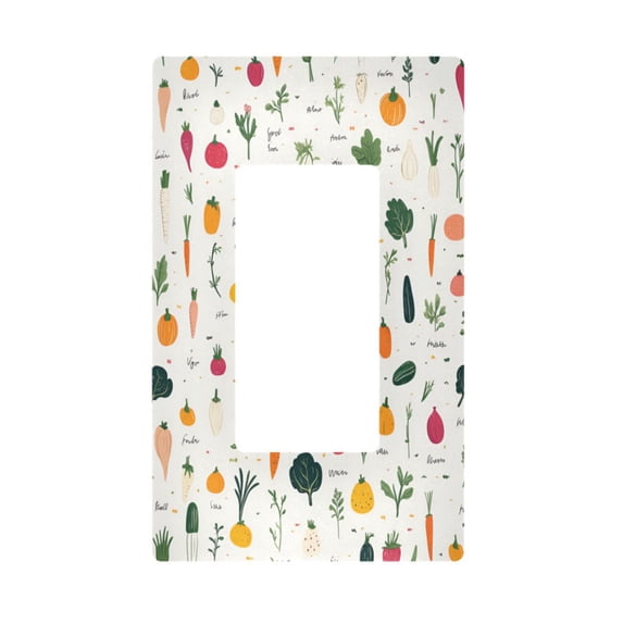 Yayeee Rocker Switch Wall Plate 1-Gang 4.6"x2.9" Home Decorative Outlet Cover, Beige Vegetables Pattern