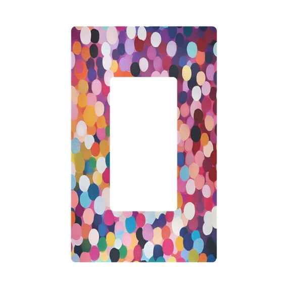 Yayeee Rocker Switch Wall Plate 1-Gang 4.6"x2.9" Home Decorative Outlet Cover, Black Colorful Circles
