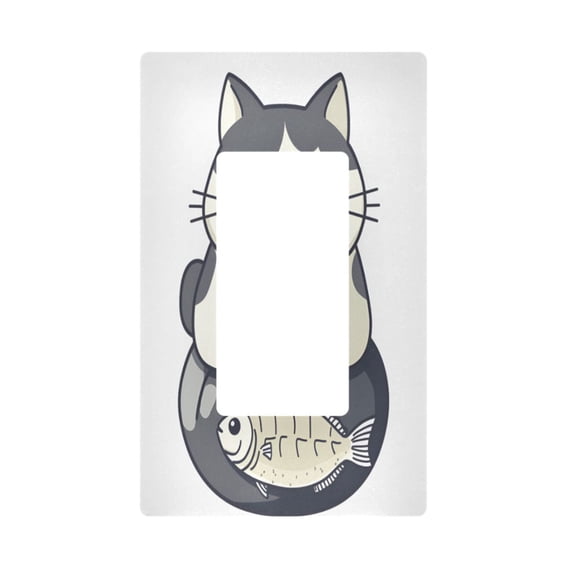 Yayeee Rocker Switch Wall Plate 1-Gang 4.6"x2.9" Home Decorative Outlet Cover, Black Cute Cat