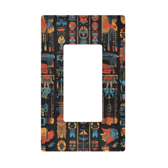 Yayeee Rocker Switch Wall Plate 1-Gang 4.6"x2.9" Home Decorative Outlet Cover, Black Geometric