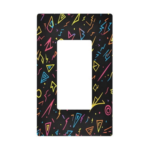 Yayeee Rocker Switch Wall Plate 1-Gang 4.6"x2.9" Home Decorative Outlet Cover, Black Neon Lightning