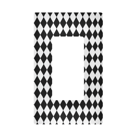 Yayeee Rocker Switch Wall Plate 1-Gang 4.6"x2.9" Home Decorative Outlet Cover, Black and White Geometric