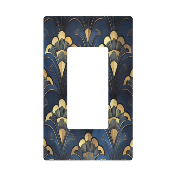Yayeee Rocker Switch Wall Plate 1-Gang 4.6"x2.9" Home Decorative Outlet Cover, Blue Art Pattern