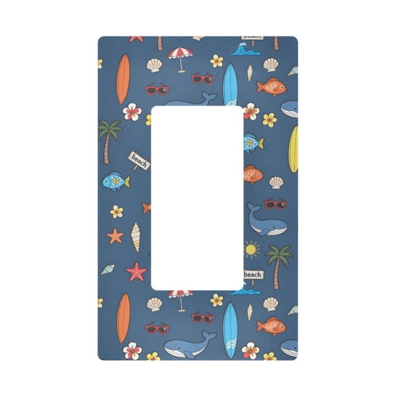 Yayeee Rocker Switch Wall Plate 1-Gang 4.6"x2.9" Home Decorative Outlet Cover, Blue Beach Pattern