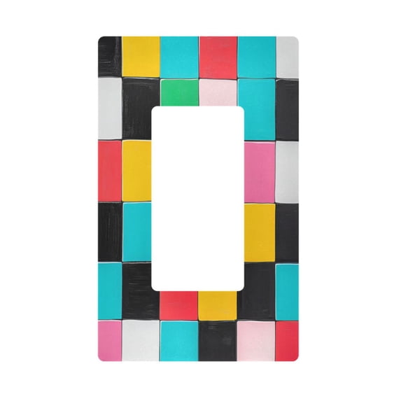 Yayeee Rocker Switch Wall Plate 1-Gang 4.6"x2.9" Home Decorative Outlet Cover, Blue Checkered Pattern