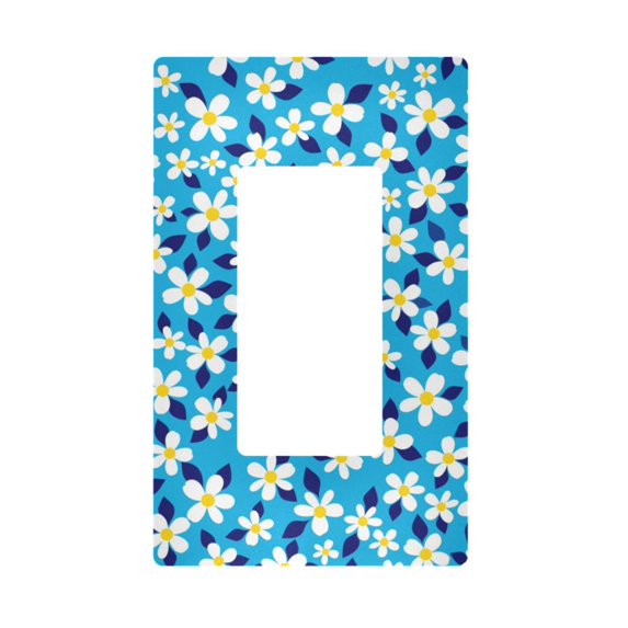 Yayeee Rocker Switch Wall Plate 1-Gang 4.6"x2.9" Home Decorative Outlet Cover, Blue Daisy Pattern