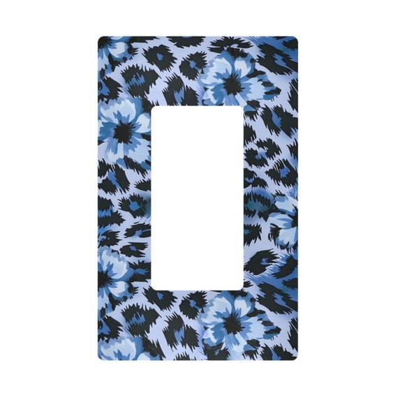 Yayeee Rocker Switch Wall Plate 1-Gang 4.6"x2.9" Home Decorative Outlet Cover, Blue Floral Leopard Pattern